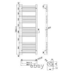 Heated Towel Rail Radiator Brushed Brass STRAIGHT 400mm(w) x 1200mm(h) 1637 BTUs