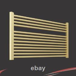 Heated Towel Rail Radiator Brushed Brass STRAIGHT 900mm(w) x 600mm(h) 1744 BTUs