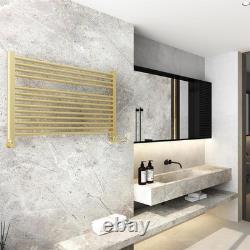 Heated Towel Rail Radiator Brushed Brass STRAIGHT 900mm(w) x 600mm(h) 1744 BTUs
