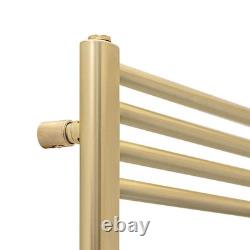 Heated Towel Rail Radiator Brushed Brass STRAIGHT 900mm(w) x 600mm(h) 1744 BTUs
