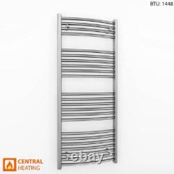 Heated Towel Rail Radiator Chrome Curved 550mm Width Central Heating Bathroom
