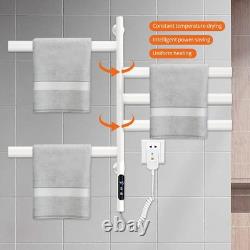 Heated Towel Rail Radiator, Stainless Steel Electric with 180° Rotation Grey
