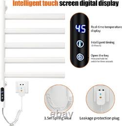 Heated Towel Rail Radiator, Stainless Steel Electric with 180° Rotation Grey