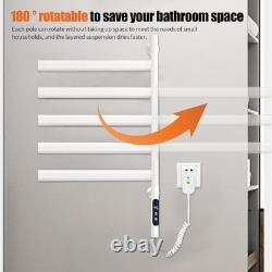 Heated Towel Rail Radiator, Stainless Steel Electric with 180° Rotation Grey