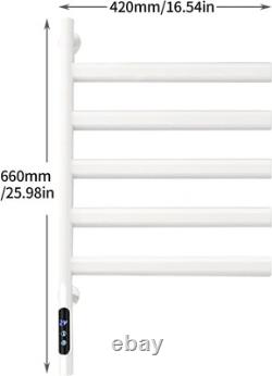 Heated Towel Rail Radiator, Stainless Steel Electric with 180° Rotation Grey