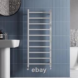 Heated Towel Rail Radiator Wall Mounted Square Bar Ladder Chrome 1200 x 500mm