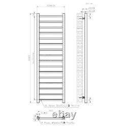 Heated Towel Rail Radiator Wall Mounted Square Bar Ladder Chrome 1600 x 500mm