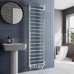 Heated Towel Rail Radiator Wall Mounted Square Bar Ladder Chrome 1800 x 500mm