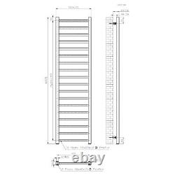 Heated Towel Rail Radiator Wall Mounted Square Bar Ladder Chrome 1800 x 500mm