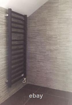 Heated Towel Rail Radiator Warmer Black DENBIGH 500mm(w) x 1165mm(h) 1721 BTUs