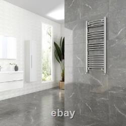 Heated Towel Rail Radiator Warmer Chrome CURVED 400mm(w) x 1000mm(h) 1422 BTUs