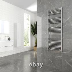 Heated Towel Rail Radiator Warmer Chrome CURVED 500mm(w) x 1400mm(h) 2352 BTUs