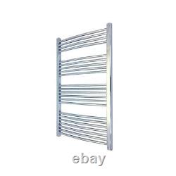 Heated Towel Rail Radiator Warmer Chrome CURVED 600mm(w) x 1200mm(h) 2376 BTUs