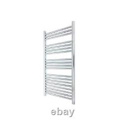 Heated Towel Rail Radiator Warmer Chrome STRAIGHT 400mm(w) x 1000mm(h) 1385 BTUs