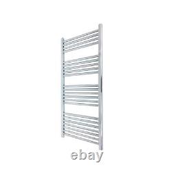 Heated Towel Rail Radiator Warmer Chrome STRAIGHT 400mm(w) x 1200mm(h) 1637 BTUs