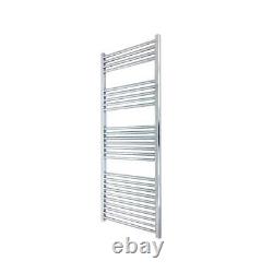 Heated Towel Rail Radiator Warmer Chrome STRAIGHT 400mm(w) x 1400mm(h) 1926 BTUs