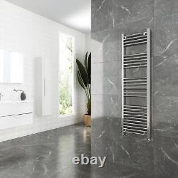 Heated Towel Rail Radiator Warmer Chrome STRAIGHT 400mm(w) x 1400mm(h) 1926 BTUs