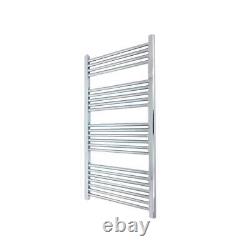 Heated Towel Rail Radiator Warmer Chrome STRAIGHT 500mm(w) x 1200mm(h) 2084 BTUs