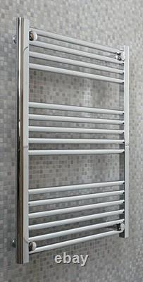Heated Towel Rail Radiator Warmer Chrome STRAIGHT 600mm(w) x 800mm(h) 1624 BTUs