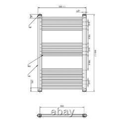 Heated Towel Rail STRAIGHT Gunmetal Bathroom Radiator 500mm(w) x 800mm(h)