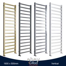 Heated Towel Rail Square Corner Grey Brass Chrome White Bathroom Radiator G-Rad