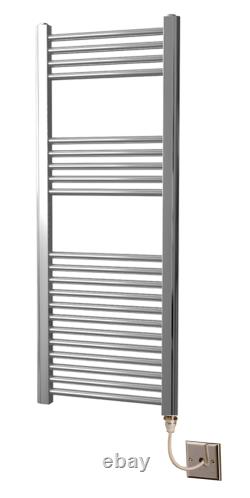 Manissa Chrome Electric Heated Towel Rail Flat 300, 400, 500 600mm wide Radiator