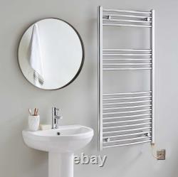 Manissa Chrome Electric Heated Towel Rail Flat 300, 400, 500 600mm wide Radiator