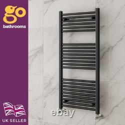 Matt Black Bathroom Heated Towel Rail Radiator Straight Ladder Rad 1200 x 500mm