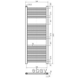 Matt Black Bathroom Heated Towel Rail Radiator Straight Ladder Rad 1200 x 500mm
