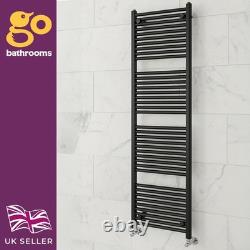 Matt Black Bathroom Heated Towel Rail Radiator Straight Ladder Rad 1800 x 500mm
