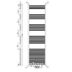 Matt Black Bathroom Straight Heated Towel Rail Radiator & Manual Rad Valves
