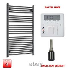 Matt Black Electric Heated Towel Rail 700x1200mm 742W Thermostatic Bathroom UK