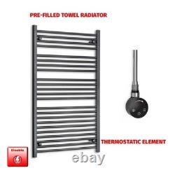 Matt Black Electric Heated Towel Rail 700x1200mm 742W Thermostatic Bathroom UK