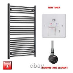 Matt Black Electric Heated Towel Rail 700x1200mm 742W Thermostatic Bathroom UK
