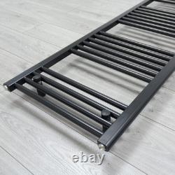 Matt Black Electric Heated Towel Rail 700x1200mm 742W Thermostatic Bathroom UK