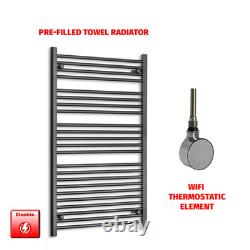 Matt Black Electric Heated Towel Rail 700x1200mm 742W Thermostatic Bathroom UK