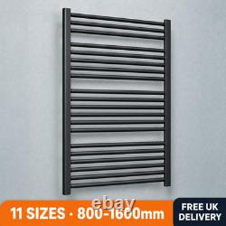 Matt Black Heated Towel Rail Ladder Radiator Bathroom Wall Mounted 11 Sizes