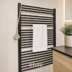 Matt Black Heated Towel Rail Ladder Radiator Bathroom Wall Mounted 11 Sizes