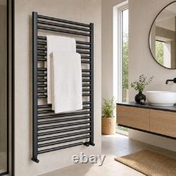 Matt Black Heated Towel Rail Ladder Radiator Bathroom Wall Mounted 11 Sizes
