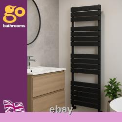 Matt Black Towel Rail Bathroom Radiator Heated Ladder Rail Flat Panel 3 Sizes