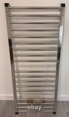 Metro 1200mm x 500mm Polished Stainless Heated Steel Towel Rail (RRP £461 new)