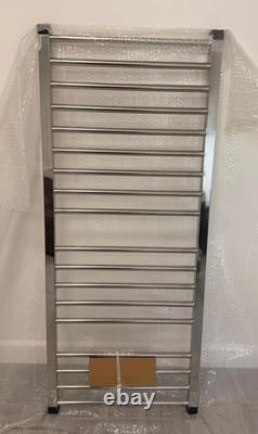 Metro 1200mm x 500mm Polished Stainless Heated Steel Towel Rail (RRP £461 new)