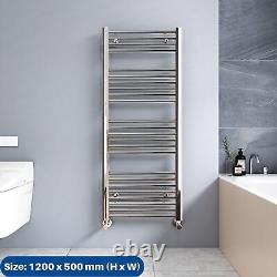 Meykoers Chrome Towel Rails Radiator Heated Bathroom Warmer Rads + Angled Valves