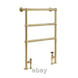 Milano Derwent Traditional Antique Brushed Brass Heated Towel Rail 966mm