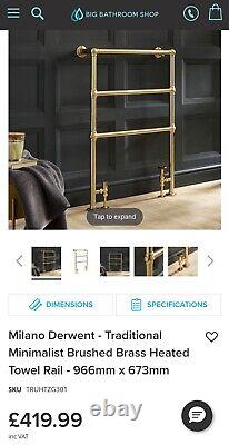 Milano Derwent Traditional Antique Brushed Brass Heated Towel Rail 966mm