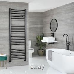 Milano Nero Straight Matt Black Heated Towel Rail 1800mm x 600mm 088484