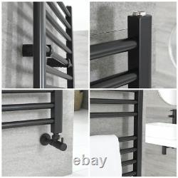 Milano Nero Straight Matt Black Heated Towel Rail 1800mm x 600mm 088484