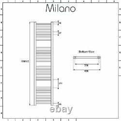 Milano Nero Straight Matt Black Heated Towel Rail 1800mm x 600mm 088484