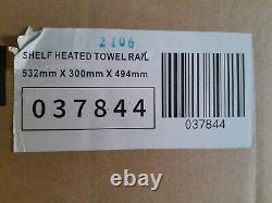 Milano Pendle Chrome Heated Towel Rail with Heated Shelf 494mm H x 532mm W