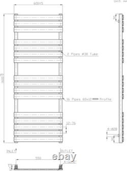 Minimalist Bathroom Flat Panel Heated Towel Rail Radiator Rad 1600x600mm Chrome